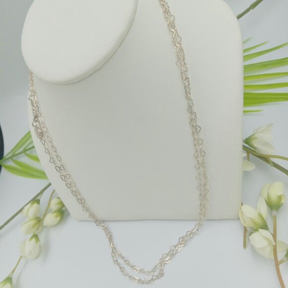 Vintage Sterling Silver Heart Link Necklace - Picture 13 of 14